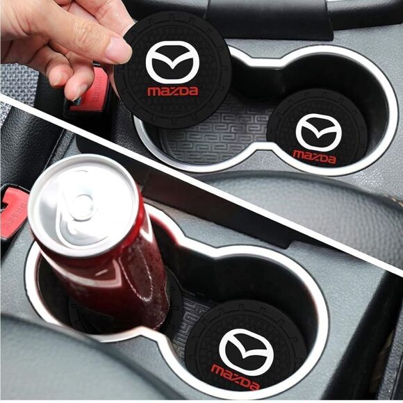Mazda Car Cup Holder Coasters with Mazda logo set of 2 NWT - Picture 1 of 7